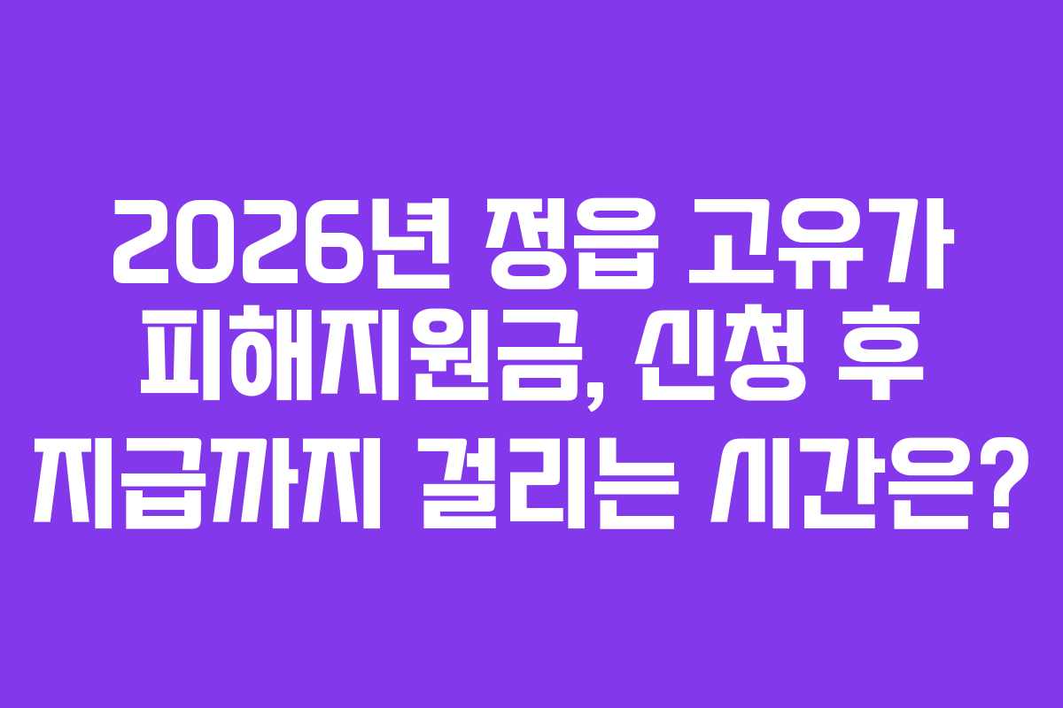 2026년 정읍 고유가 피해지원금, 신청 후 지급까지 걸리는 시간은? 2026년 정읍 고유가 피해지원금, 신청 후 지급까지 걸리는 시간은?