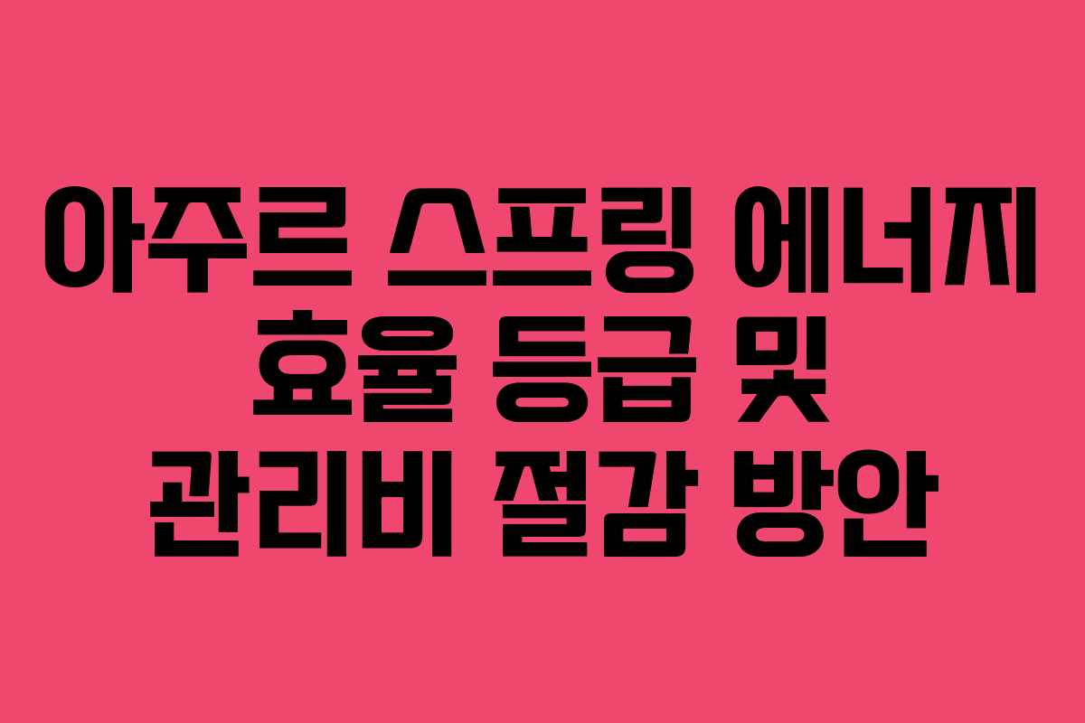 아주르 스프링 에너지 효율 등급 및 관리비 절감 방안