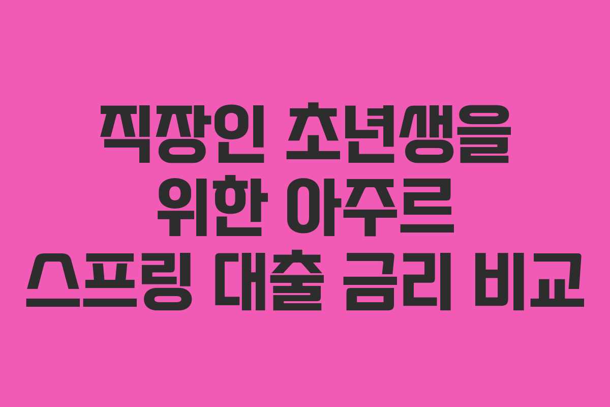직장인 초년생을 위한 아주르 스프링 대출 금리 비교