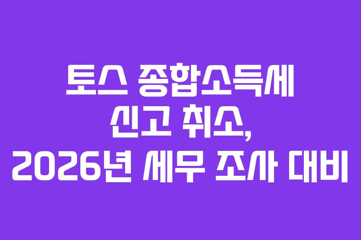 토스 종합소득세 신고 취소, 2026년 세무 조사 대비 토스 종합소득세 신고 취소, 2026년 세무 조사 대비