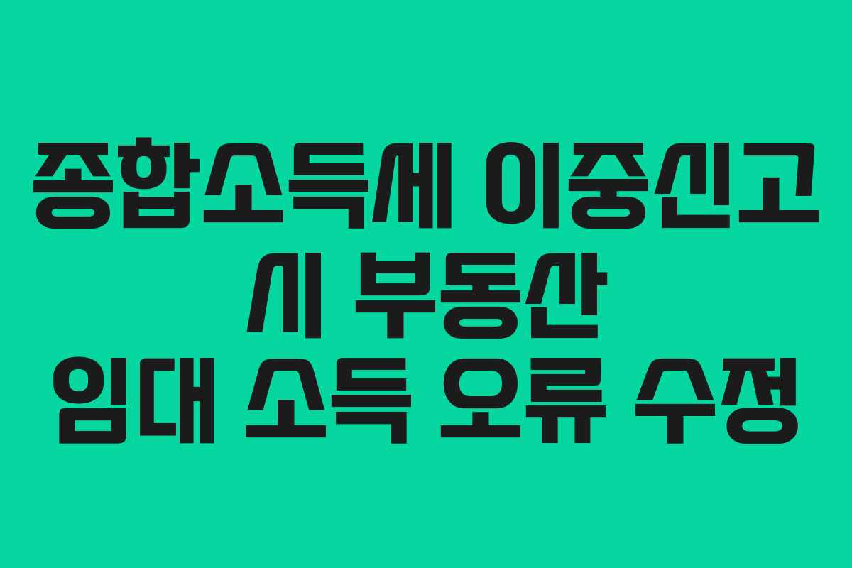 종합소득세 이중신고 시 부동산 임대 소득 오류 수정 종합소득세 이중신고 시 부동산 임대 소득 오류 수정