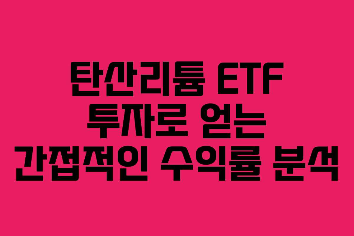 탄산리튬 ETF 투자로 얻는 간접적인 수익률 분석