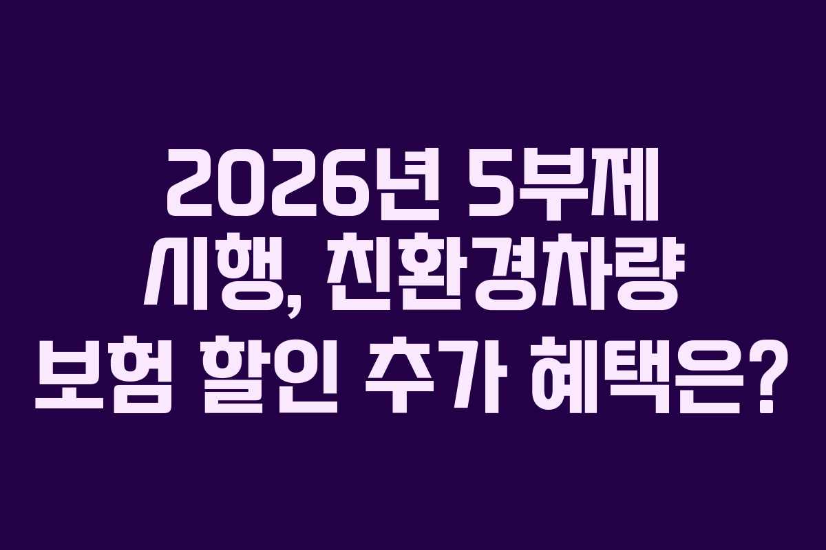 2026년 5부제 시행, 친환경차량 보험 할인 추가 혜택은? 2026년 5부제 시행, 친환경차량 보험 할인 추가 혜택은?