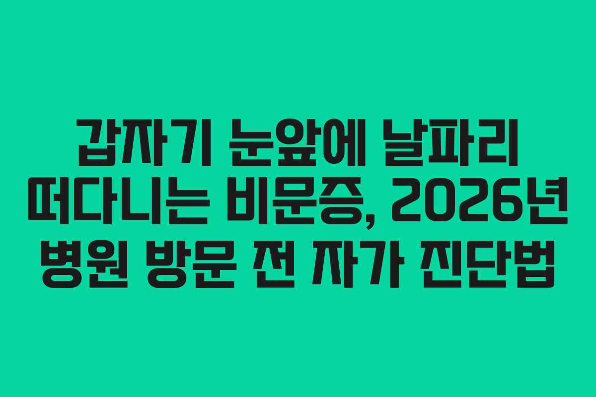 갑자기 눈앞에 날파리 떠다니는 비문증, 2026년 병원 방문 전 자가 진단법