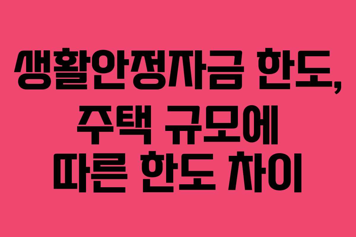 생활안정자금 한도, 주택 규모에 따른 한도 차이 생활안정자금 한도, 주택 규모에 따른 한도 차이