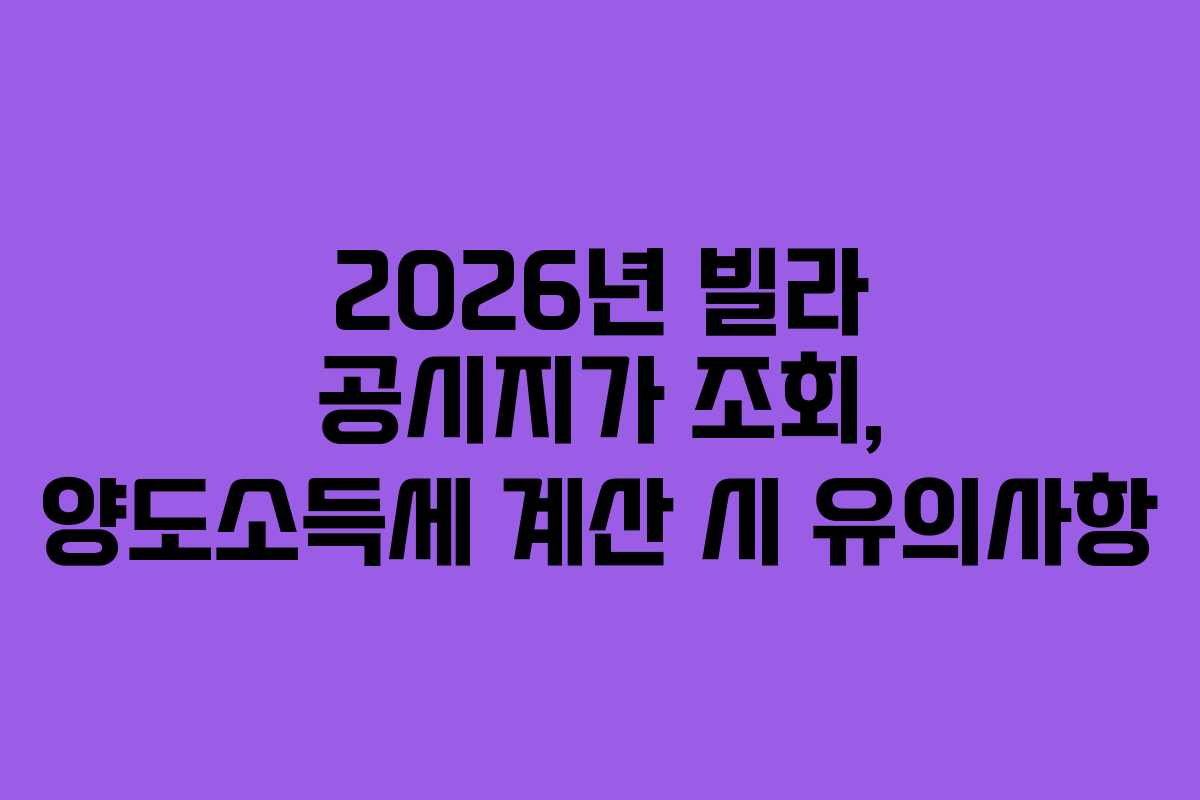 2026년 빌라 공시지가 조회, 양도소득세 계산 시 유의사항