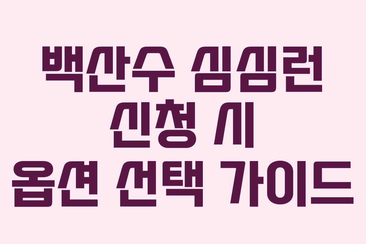 백산수 심심런 신청 시 옵션 선택 가이드