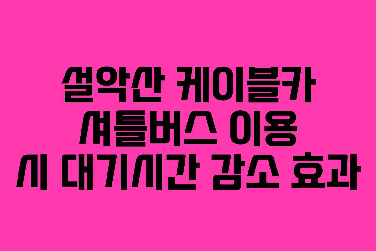 설악산 케이블카 셔틀버스 이용 시 대기시간 감소 효과
