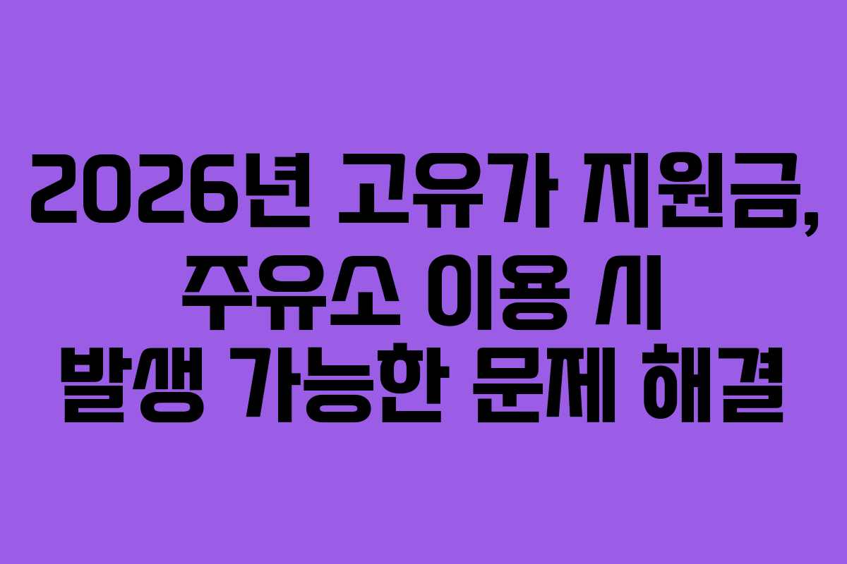 2026년 고유가 지원금, 주유소 이용 시 발생 가능한 문제 해결 2026년 고유가 지원금, 주유소 이용 시 발생 가능한 문제 해결