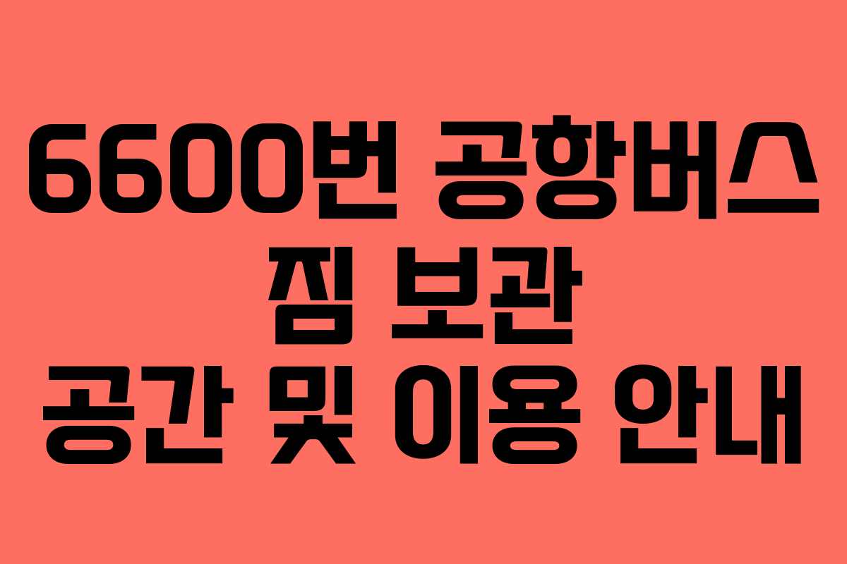 6600번 공항버스 짐 보관 공간 및 이용 안내 6600번 공항버스 짐 보관 공간 및 이용 안내