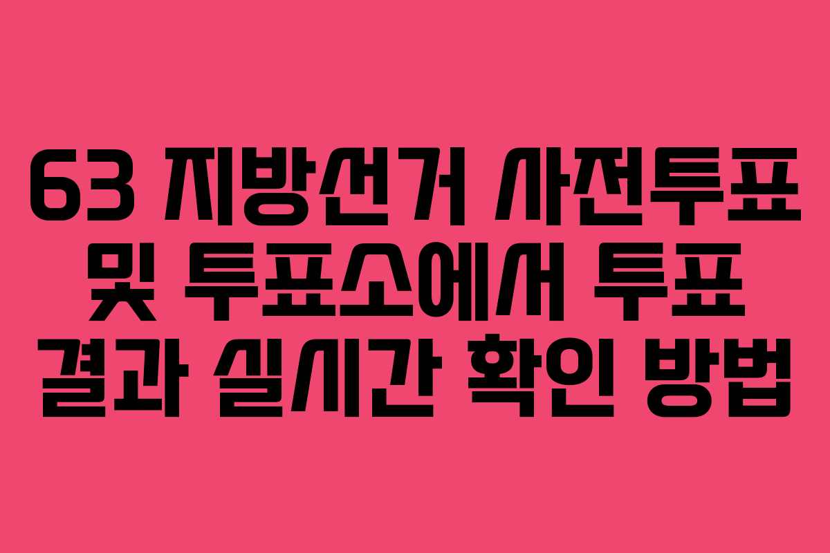 63 지방선거 사전투표 및 투표소에서 투표 결과 실시간 확인 방법