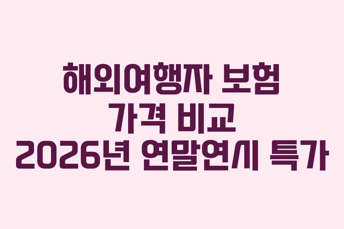 해외여행자 보험 가격 비교 2026년 연말연시 특가 해외여행자 보험 가격 비교 2026년 연말연시 특가