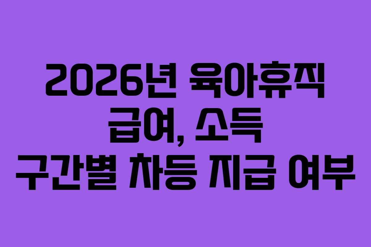 2026년 육아휴직 급여, 소득 구간별 차등 지급 여부 2026년 육아휴직 급여, 소득 구간별 차등 지급 여부