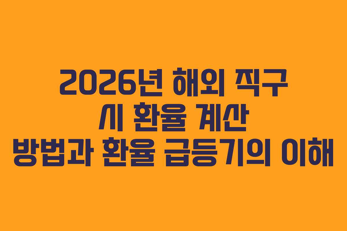 2026년 해외 직구 시 환율 계산 방법과 환율 급등기의 이해 2026년 해외 직구 시 환율 계산 방법과 환율 급등기의 이해