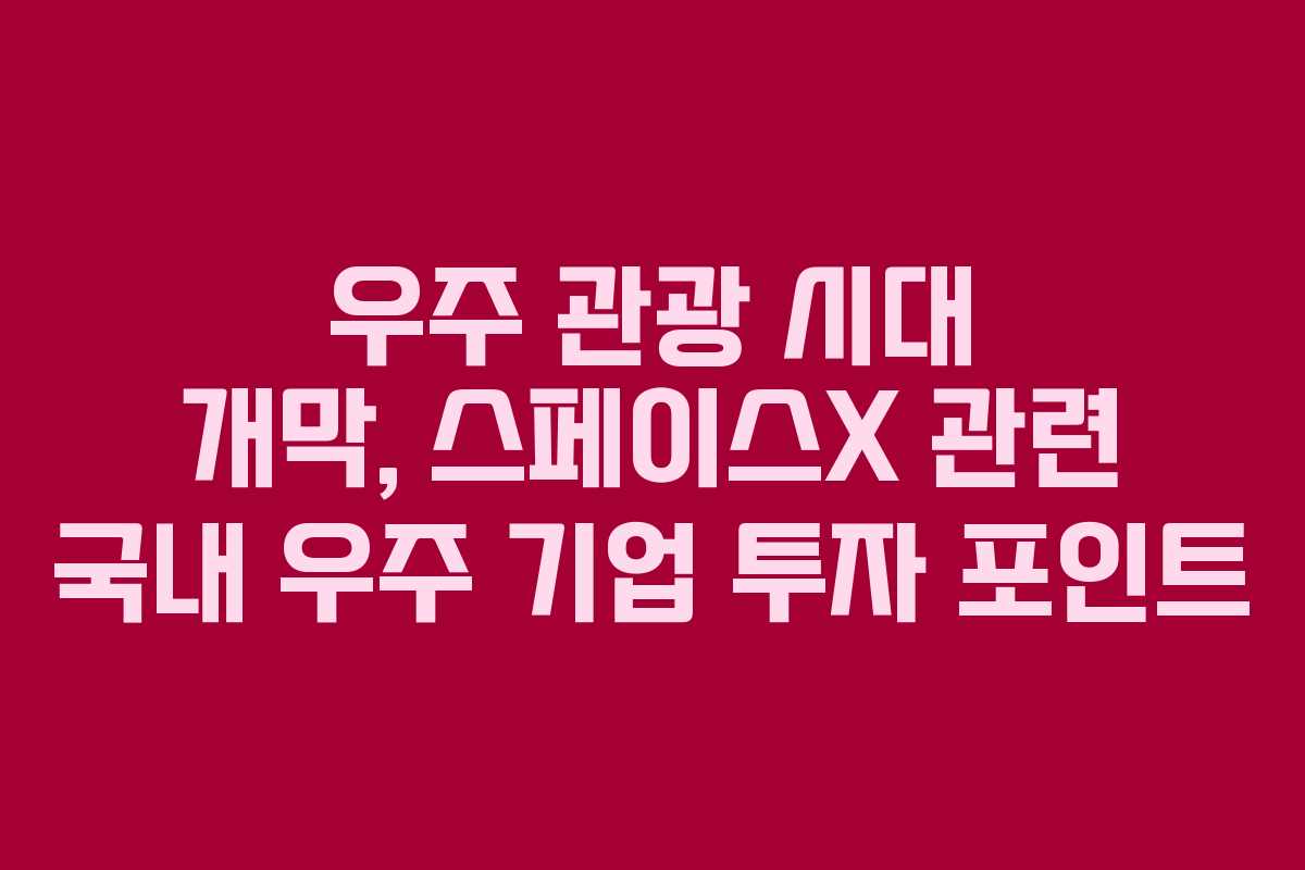 우주 관광 시대 개막, 스페이스X 관련 국내 우주 기업 투자 포인트 우주 관광 시대 개막, 스페이스X 관련 국내 우주 기업 투자 포인트