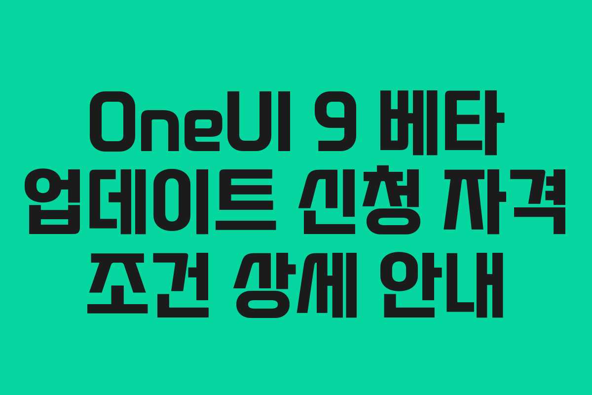 OneUI 9 베타 업데이트 신청 자격 조건 상세 안내