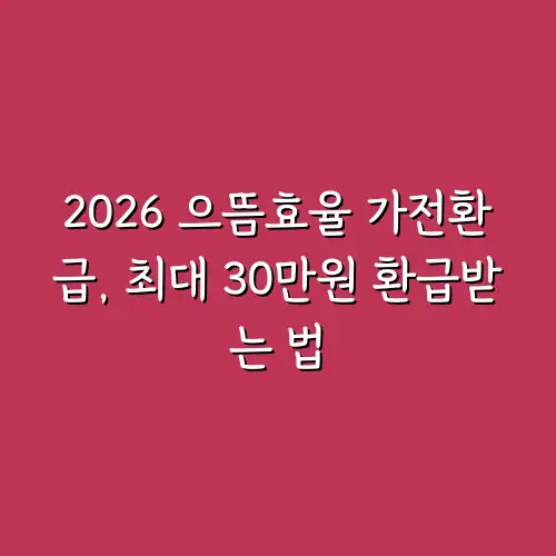 2026 으뜸효율 가전환급, 최대 30만원 환급받는 법