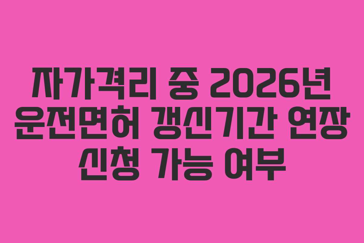 자가격리 중 2026년 운전면허 갱신기간 연장 신청 가능 여부 자가격리 중 2026년 운전면허 갱신기간 연장 신청 가능 여부