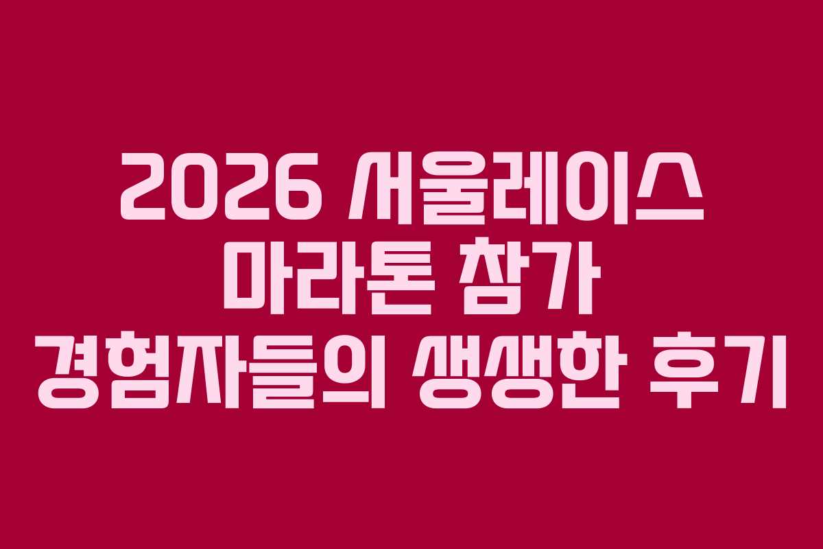 2026 서울레이스 마라톤 참가 경험자들의 생생한 후기 2026 서울레이스 마라톤 참가 경험자들의 생생한 후기