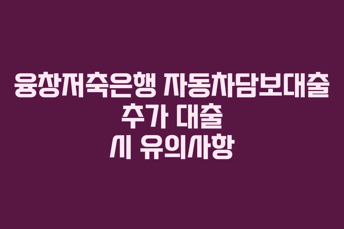 융창저축은행 자동차담보대출 추가 대출 시 유의사항
