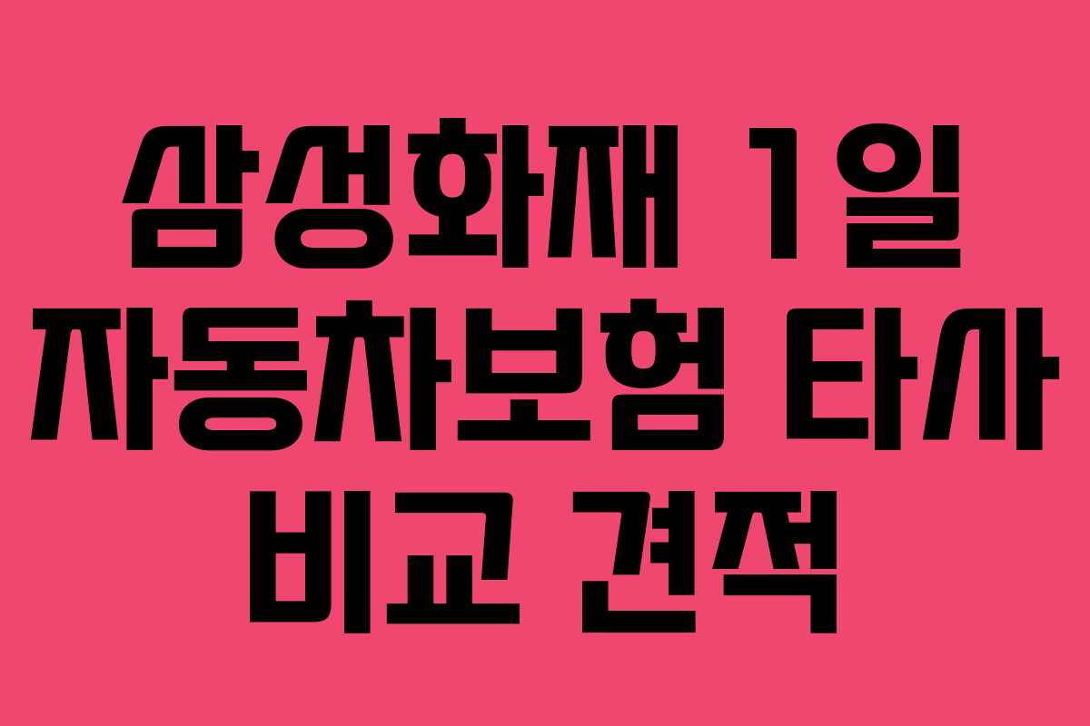 삼성화재 1일 자동차보험 타사 비교 견적 삼성화재 1일 자동차보험 타사 비교 견적