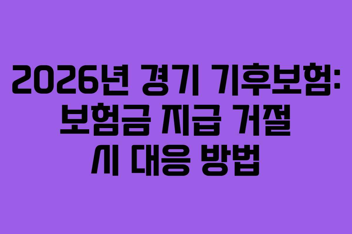 2026년 경기 기후보험: 보험금 지급 거절 시 대응 방법 2026년 경기 기후보험: 보험금 지급 거절 시 대응 방법