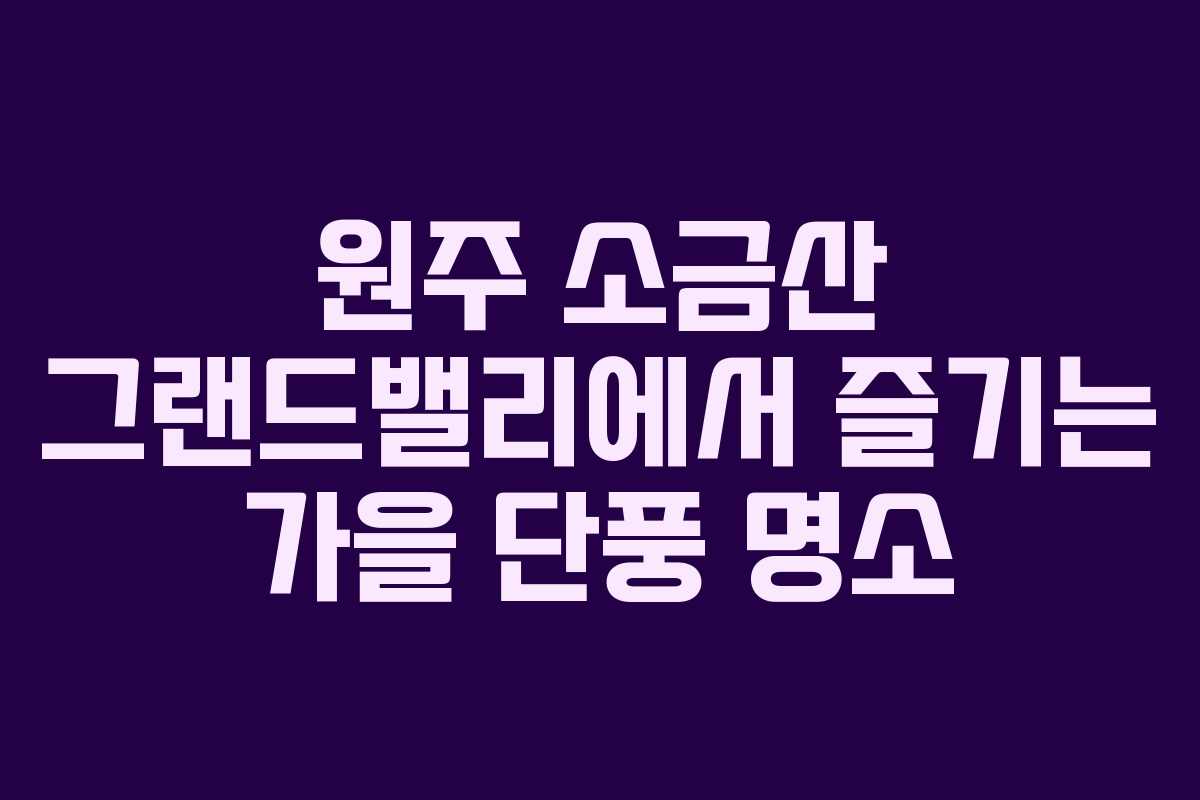 원주 소금산 그랜드밸리에서 즐기는 가을 단풍 명소 원주 소금산 그랜드밸리에서 즐기는 가을 단풍 명소