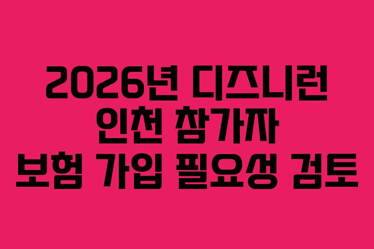 2026년 디즈니런 인천 참가자 보험 가입 필요성 검토 2026년 디즈니런 인천 참가자 보험 가입 필요성 검토
