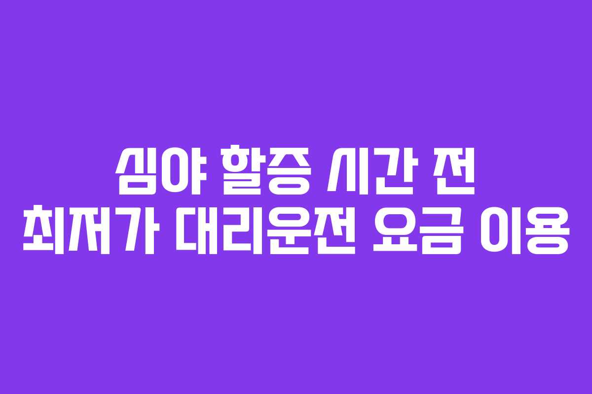 심야 할증 시간 전 최저가 대리운전 요금 이용 심야 할증 시간 전 최저가 대리운전 요금 이용