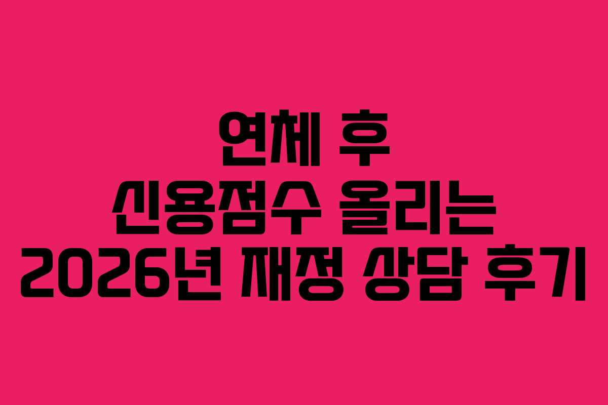 연체 후 신용점수 올리는 2026년 재정 상담 후기 연체 후 신용점수 올리는 2026년 재정 상담 후기