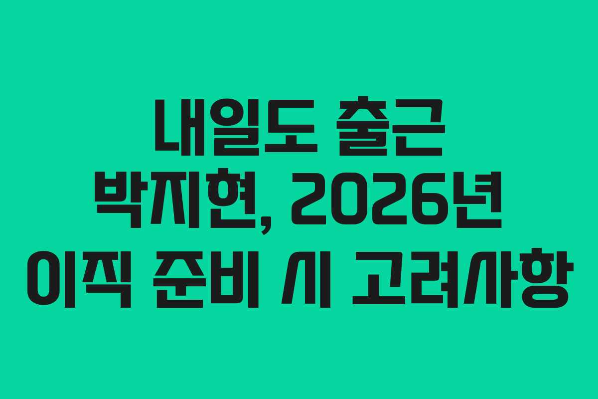 내일도 출근 박지현, 2026년 이직 준비 시 고려사항 내일도 출근 박지현, 2026년 이직 준비 시 고려사항