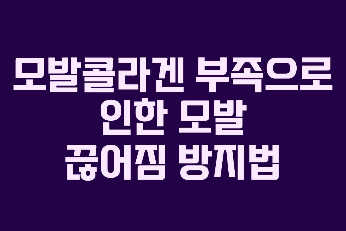 모발콜라겐 부족으로 인한 모발 끊어짐 방지법 모발콜라겐 부족으로 인한 모발 끊어짐 방지법