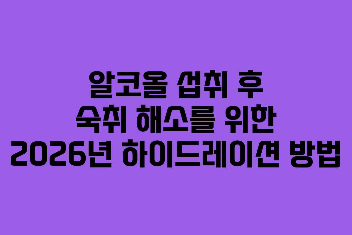 알코올 섭취 후 숙취 해소를 위한 2026년 하이드레이션 방법 알코올 섭취 후 숙취 해소를 위한 2026년 하이드레이션 방법